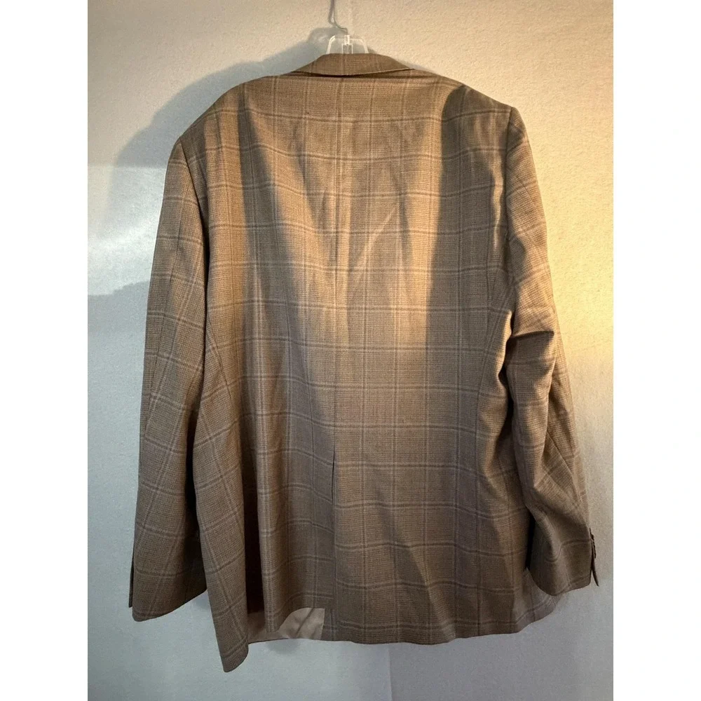Hart Schaffner Marx Blazer Sport Coat Mens 48 Brown Plaid USA Dillard's Jacket
